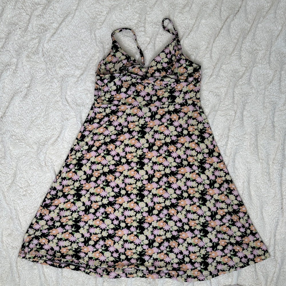 Y2K Women Mini Dress S Floral Black Multi color Baby Doll No Boundaries - Picture 3 of 7